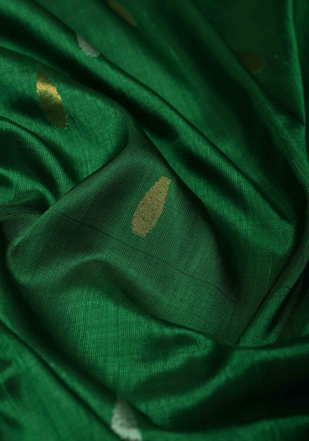 Patli Pallu Gray-Green Uppada Handloom Silk Half-Half Saree with Sona Rupa Buttas and Tissue Border  | SILK MARK CERTIFIED