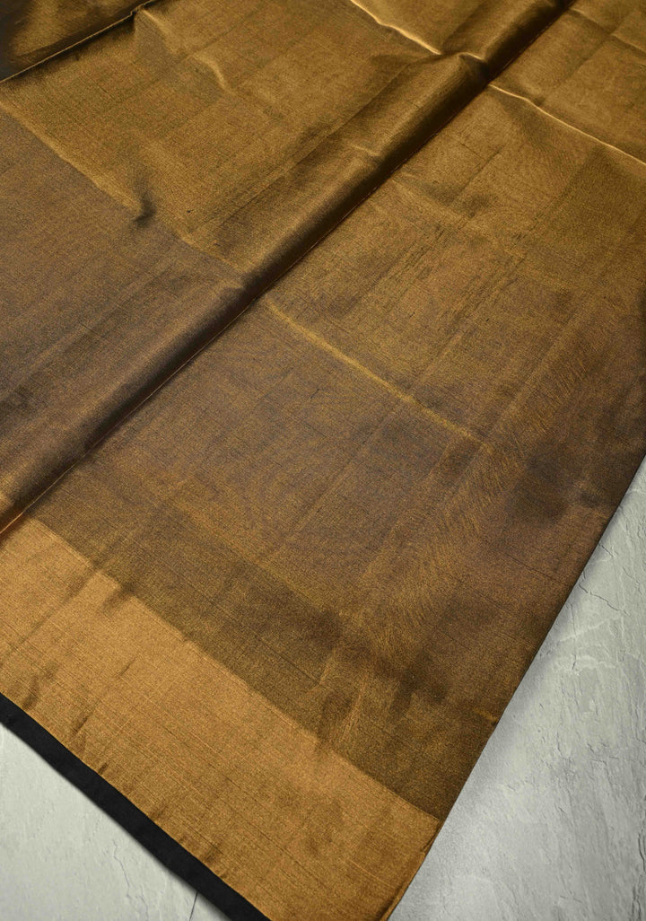 Black Tone Pure silk Tissue Handloom Saree with Muted Tissue Zari Border | SILK MARK CERTIFIED