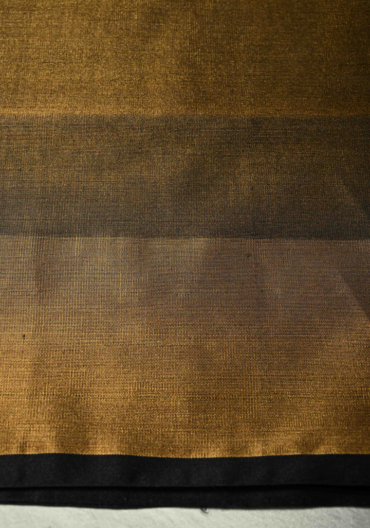 Black Tone Pure silk Tissue Handloom Saree with Muted Tissue Zari Border | SILK MARK CERTIFIED