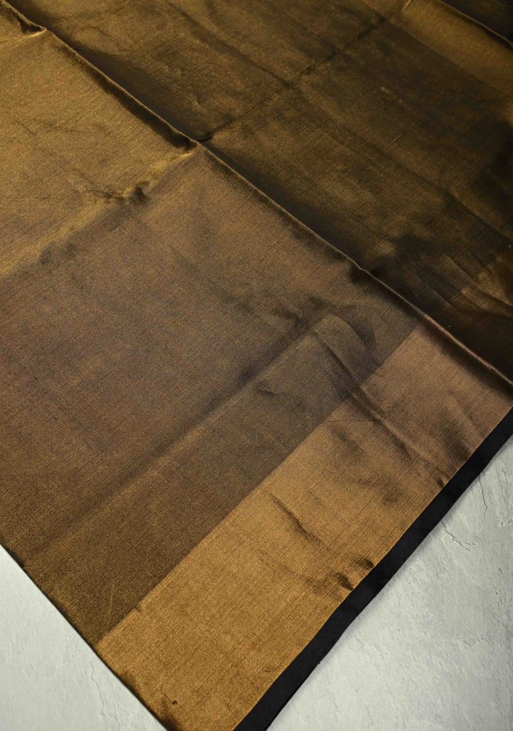 Black Tone Pure silk Tissue Handloom Saree with Muted Tissue Zari Border | SILK MARK CERTIFIED