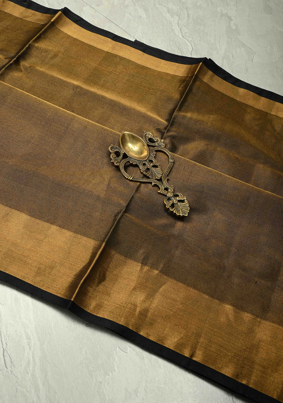 Black Tone Pure silk Tissue Handloom Saree with Muted Tissue Zari Border | SILK MARK CERTIFIED