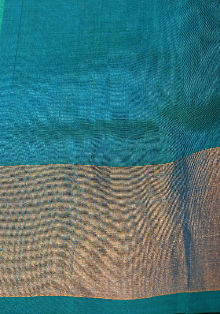 Navy Blue Meenakari Buttas on Uppada Handloom Silk Saree with Panel and Tissue Zari Border| SILK MARK CERTIFIED