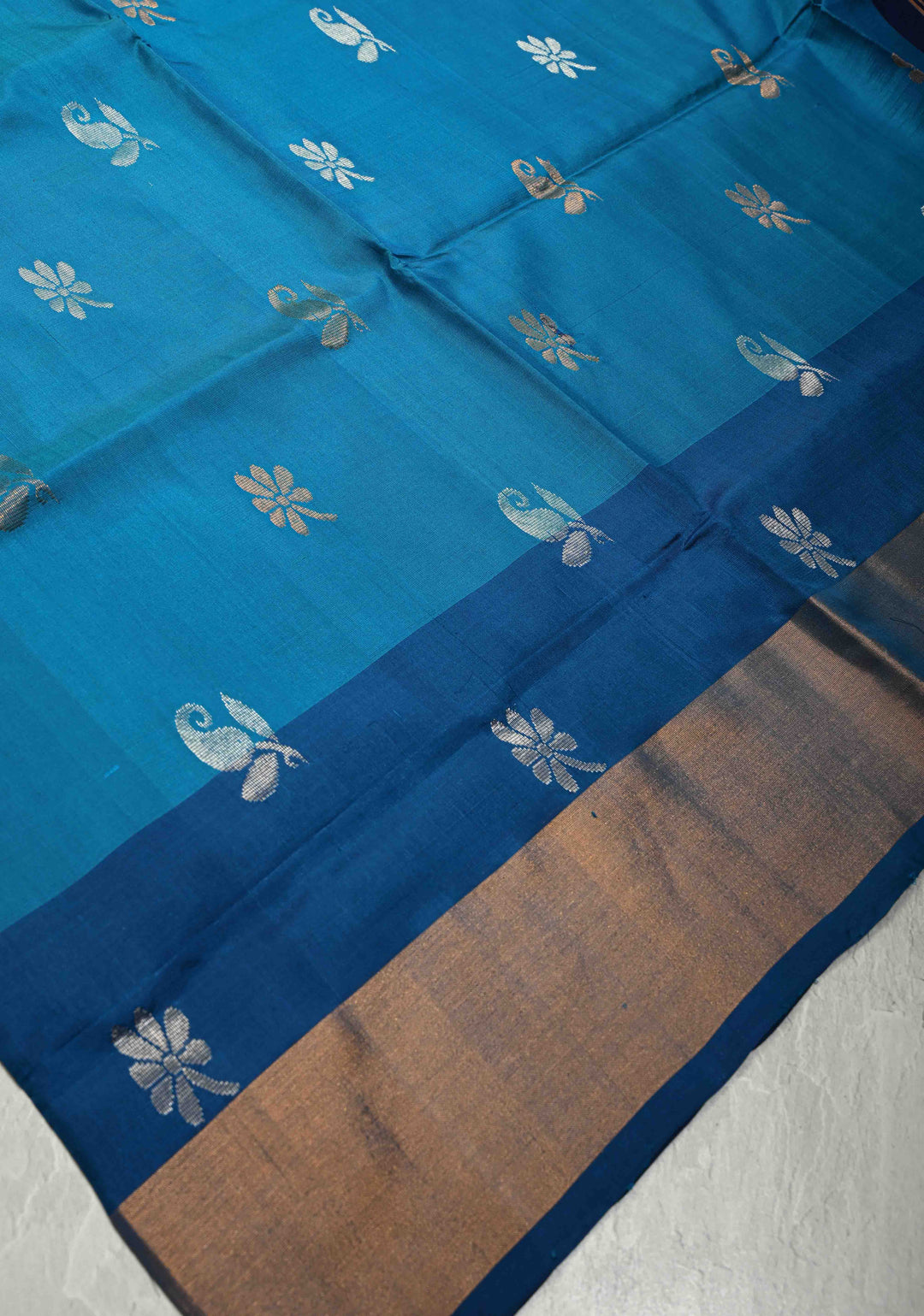 Uppada Handloom Silk Saree with buttas,  Panel and Tissue Border | SILK MARK CERTIFIED