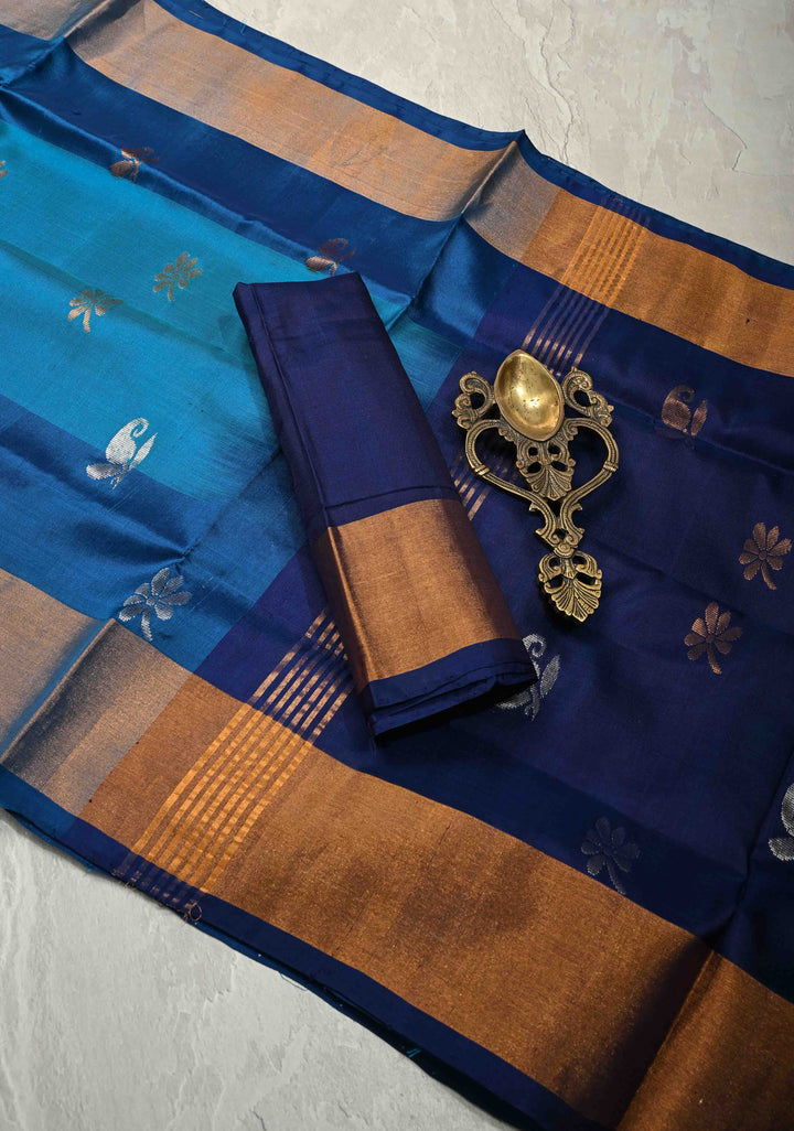 Uppada Handloom Silk Saree with buttas,  Panel and Tissue Border | SILK MARK CERTIFIED