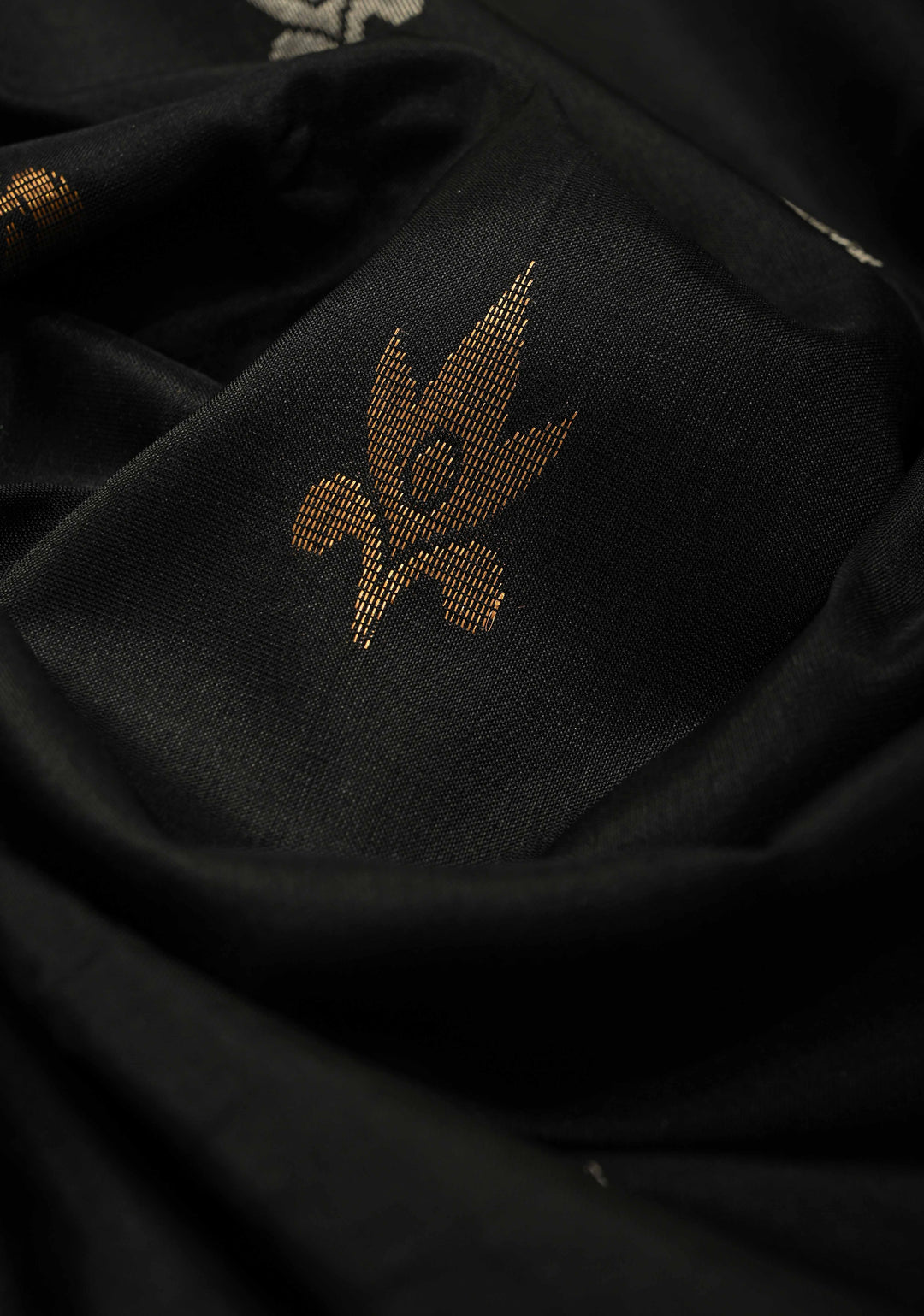 Black Sona Rupa Zari Buttas on Uppada Handloom Silk Saree with Panel and Tissue Border | SILK MARK CERTIFIED