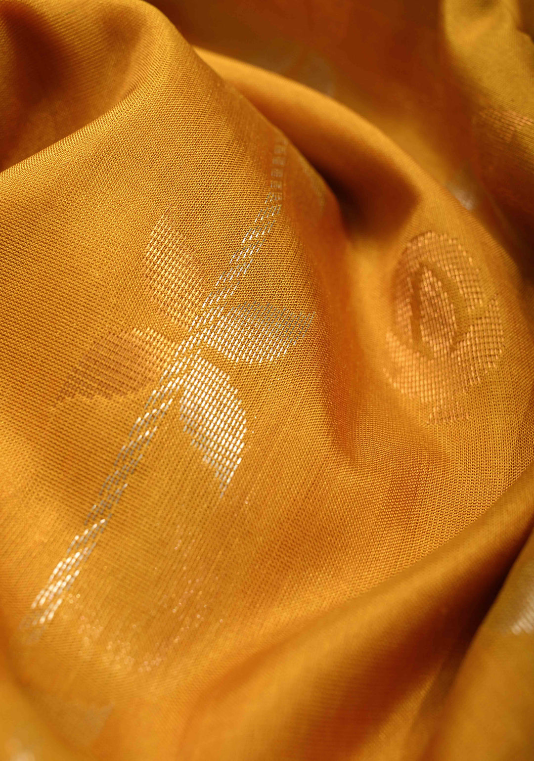 Mustard Yellow Sona Rupa Zari Stripes Buttas on Uppada Handloom Silk Saree with Panel and Tissue Border | SILK MARK CERTIFIED
