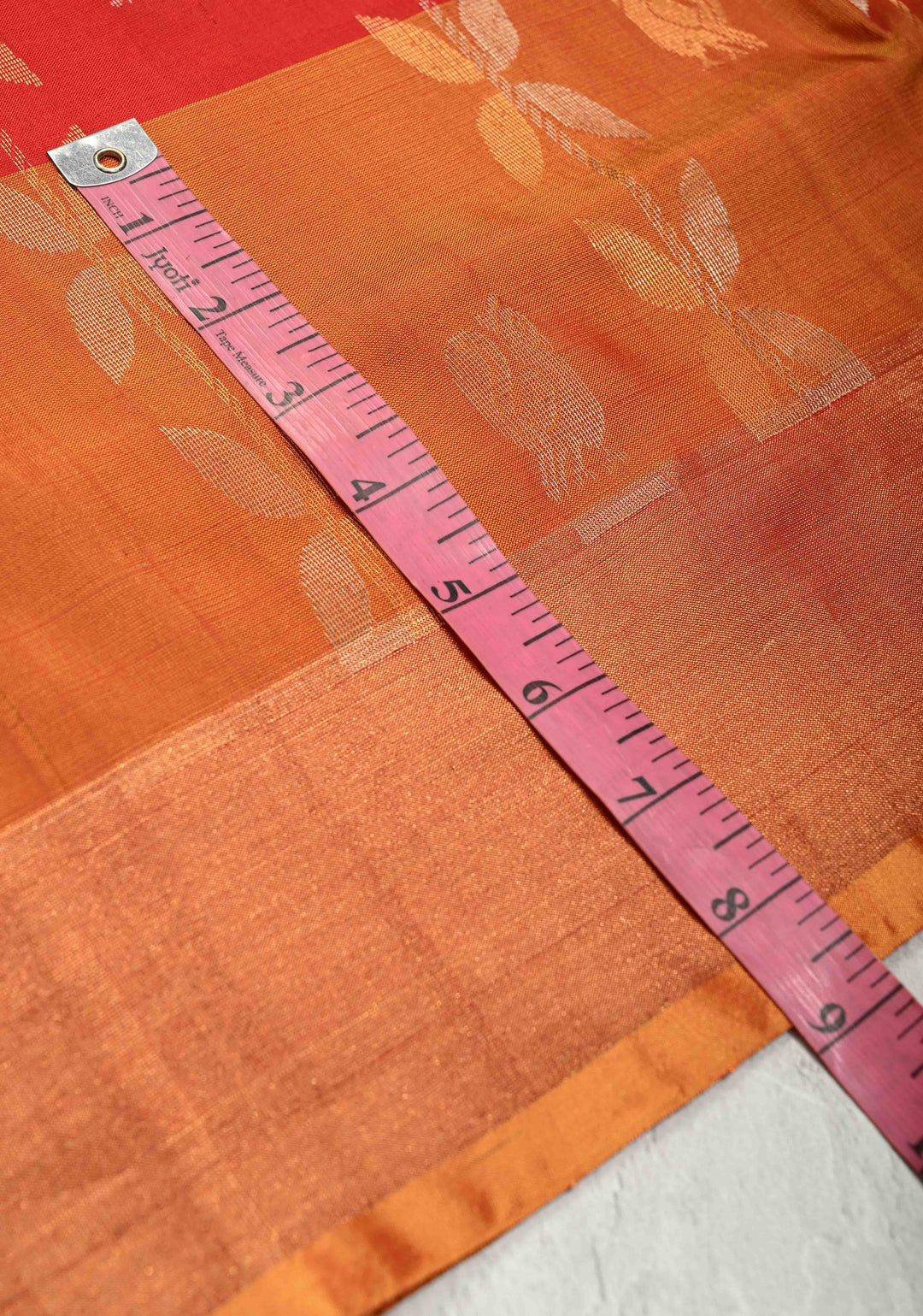 Vermillion Uppada Handloom Silk Saree with Panel and Tissue Border | SILK MARK CERTIFIED