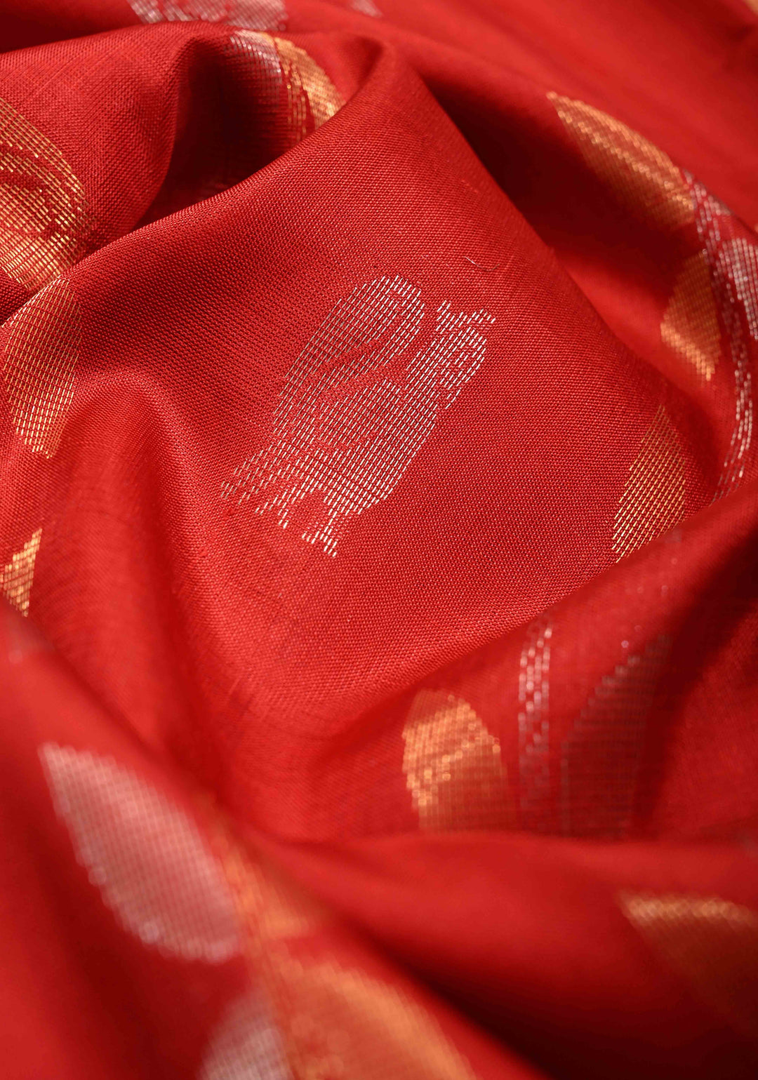 Vermillion Uppada Handloom Silk Saree with Panel and Tissue Border | SILK MARK CERTIFIED
