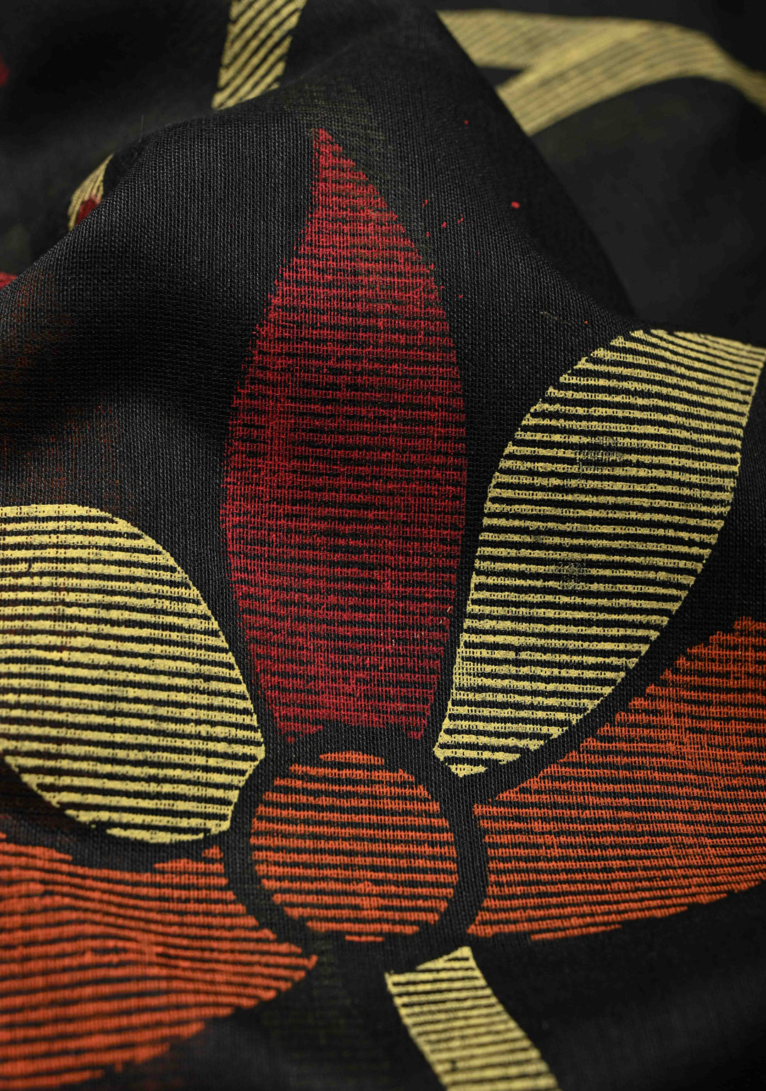 Black Uppada  Cotton Saree with Jamdani Style Screen Print