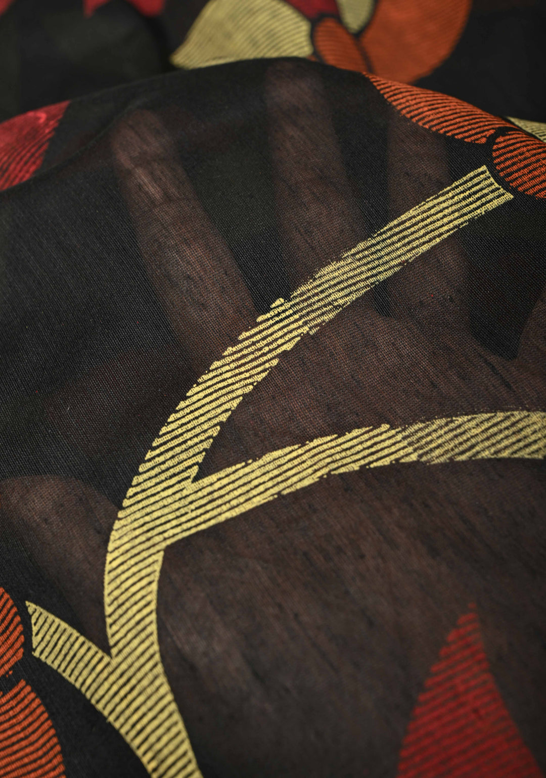 Black Uppada  Cotton Saree with Jamdani Style Screen Print