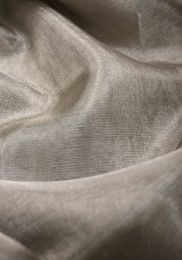 Gray Uppada Tissue Handloom Silk Saree with Minimal Zari Border | SILK MARK CERTIFIED