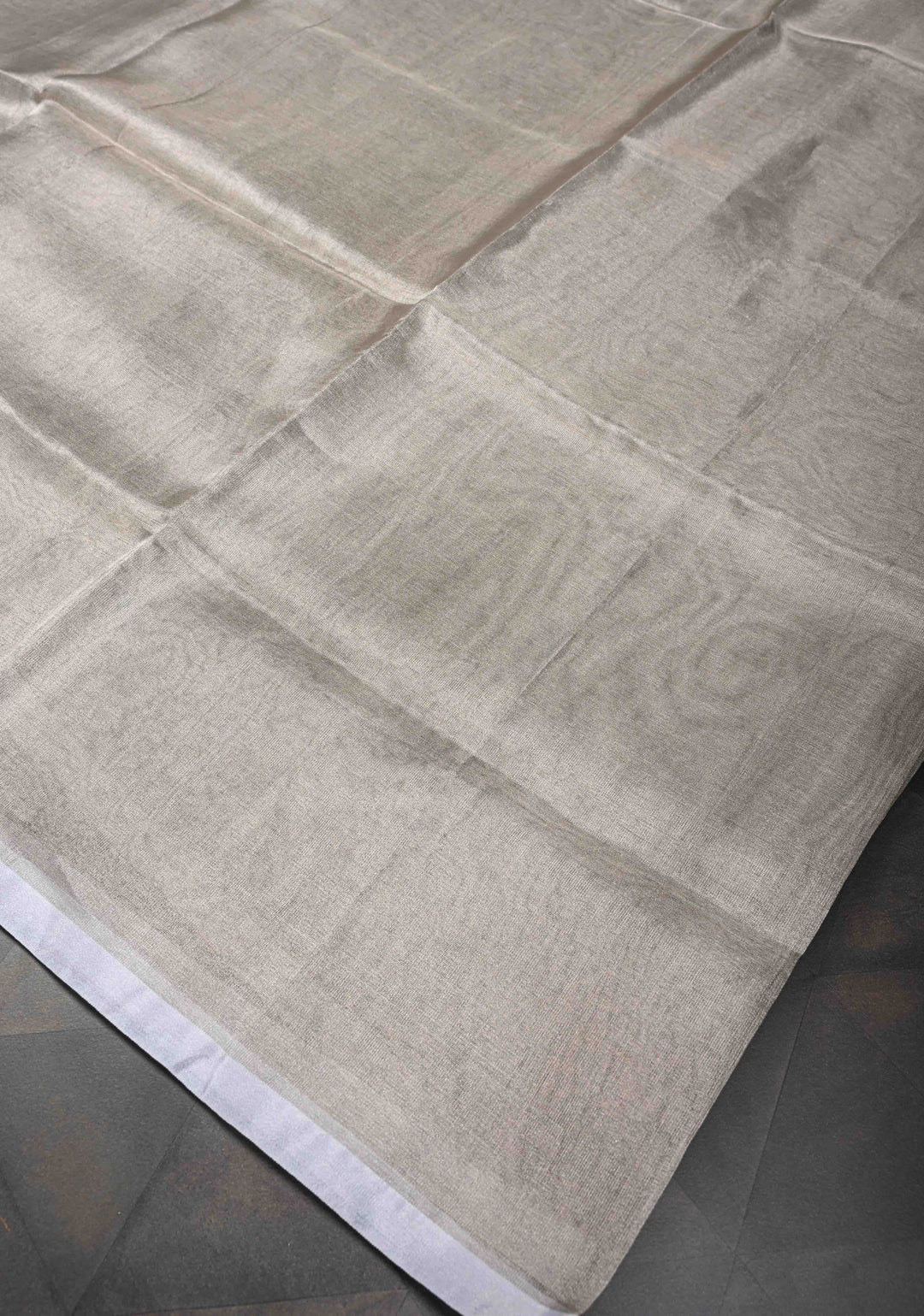 Gray Uppada Tissue Handloom Silk Saree with Minimal Zari Border | SILK MARK CERTIFIED