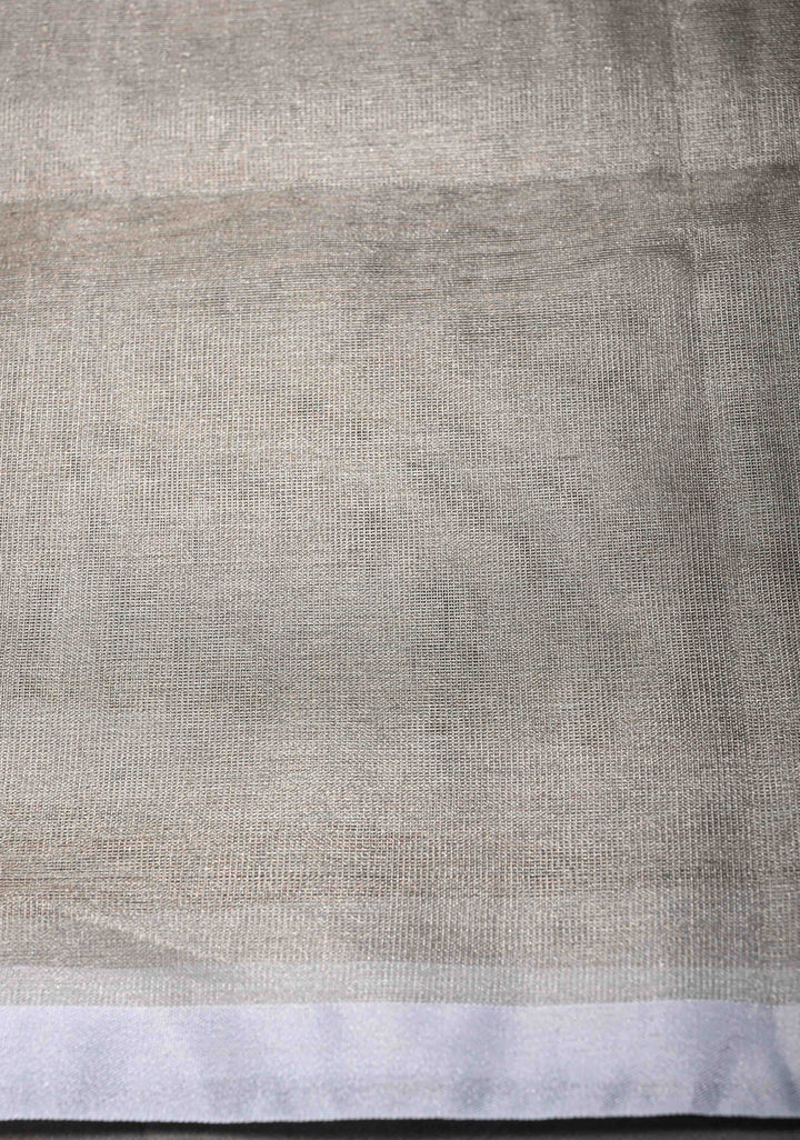Gray Uppada Tissue Handloom Silk Saree with Minimal Zari Border | SILK MARK CERTIFIED