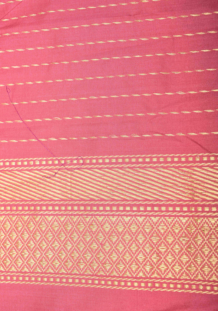 Ektara Rose Milk Pink Katan Banarasi Silk Saree with Zari Buttas and Kadhuwa Weave Meenakari Floral Embroidery on Zari Border | SILK MARK CERTIFIED