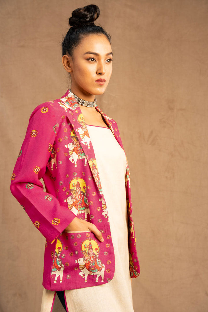 Kailasa jacket + Kurti -pink (Set of 2) | SHOBITAM