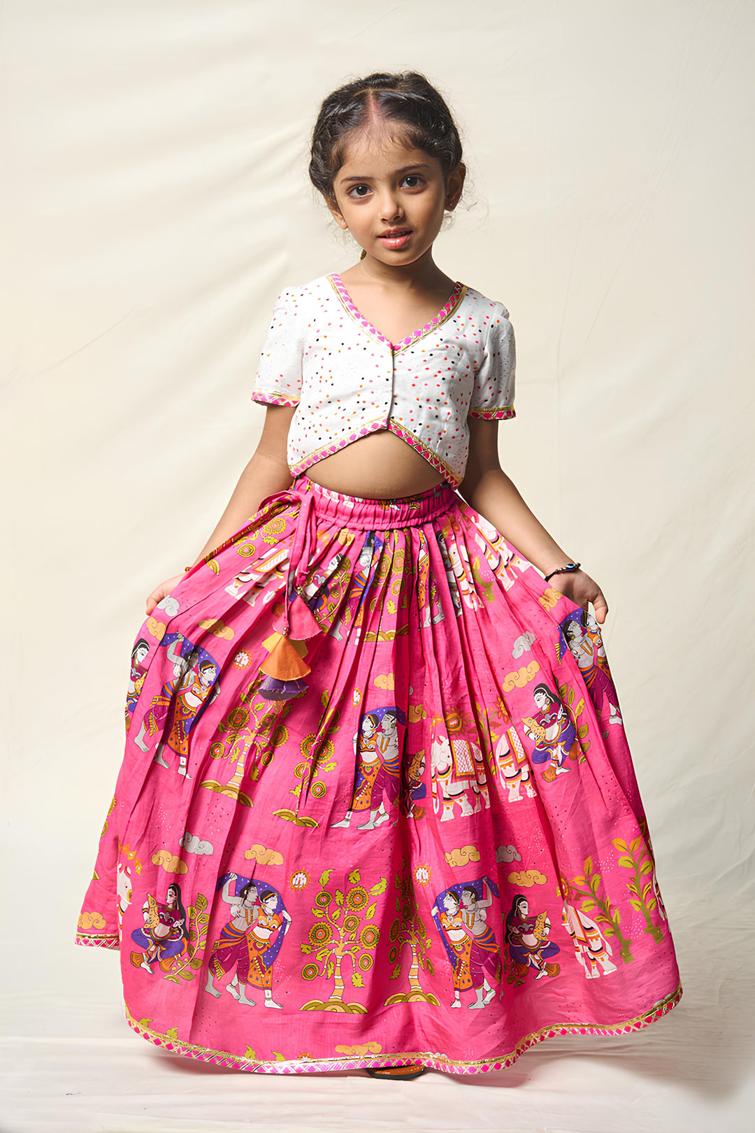 MEGHA NRITYA PINK LEHENGA SET (set of 3) | SHOBITAM