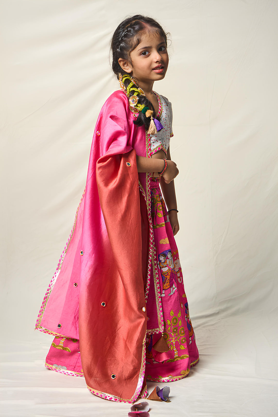 MEGHA NRITYA PINK LEHENGA SET (set of 3) | SHOBITAM