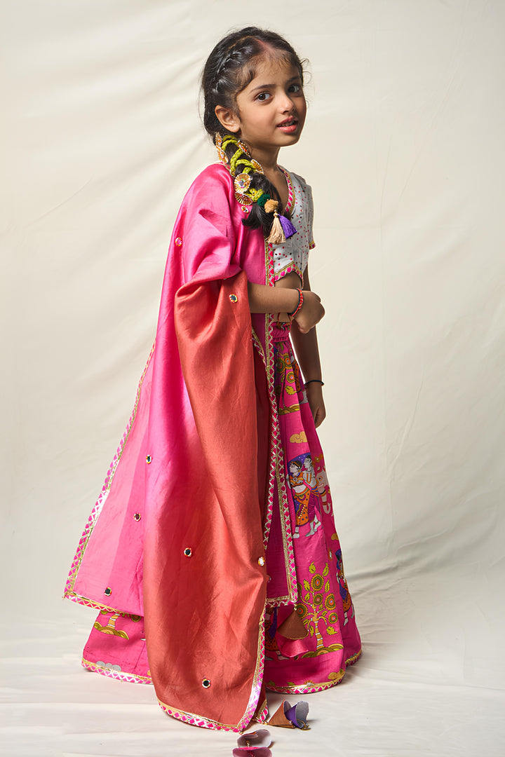 MEGHA NRITYA PINK LEHENGA SET (set of 3) | SHOBITAM