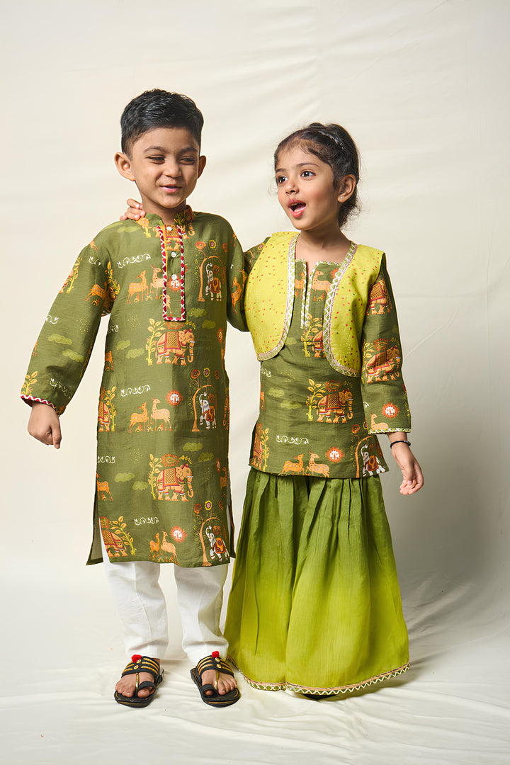 BAL YATRI GREEN SET (set of 2) | SHOBITAM