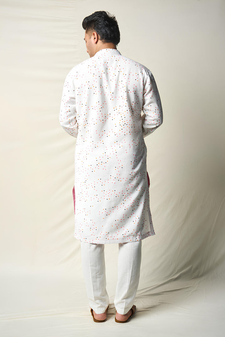 SUKH VANA BINDU WHITE (set of 2 kurta + pant ) MAN | SHOBITAM