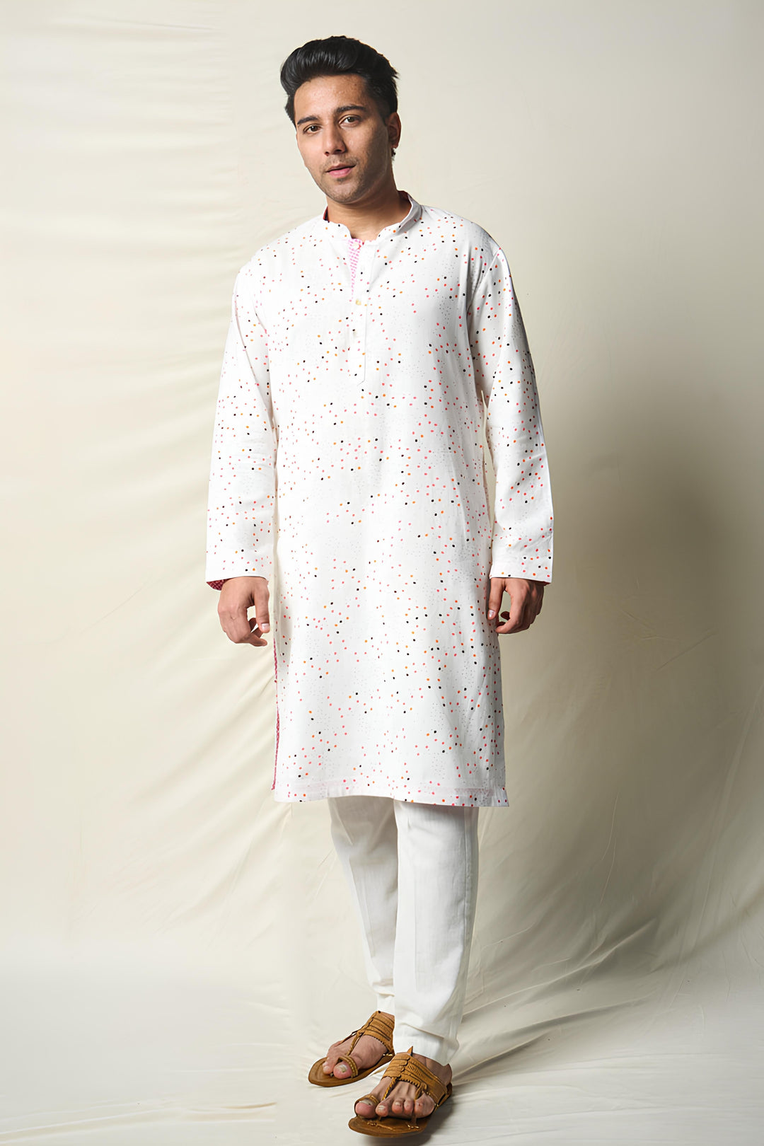SUKH VANA BINDU WHITE (set of 2 kurta + pant ) MAN | SHOBITAM