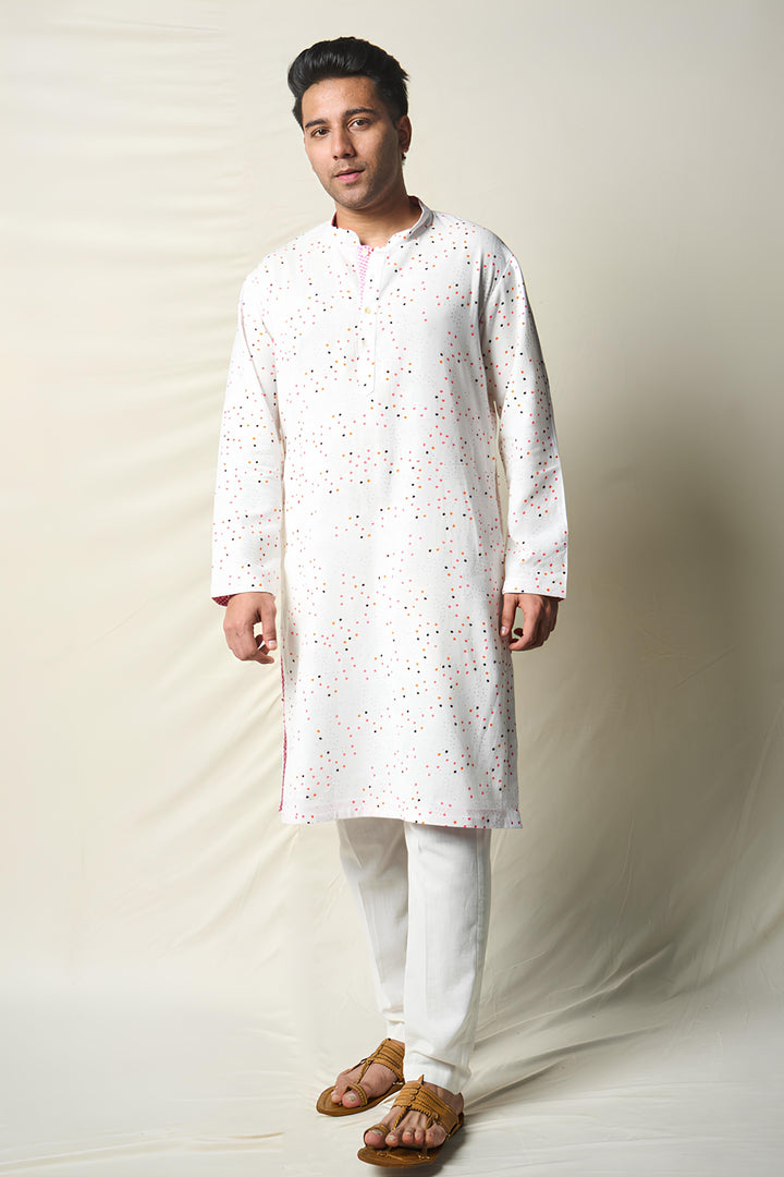 SUKH VANA BINDU WHITE (set of 2 kurta + pant ) MAN | SHOBITAM