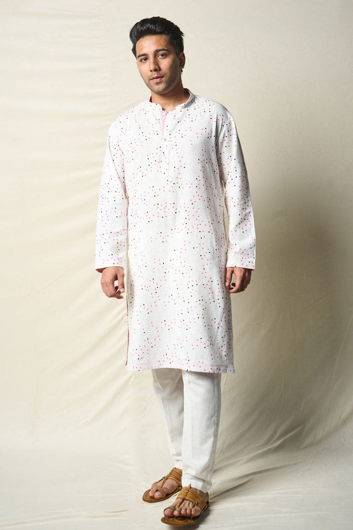 SUKH VANA BINDU WHITE (set of 2 kurta + pant ) MAN | SHOBITAM