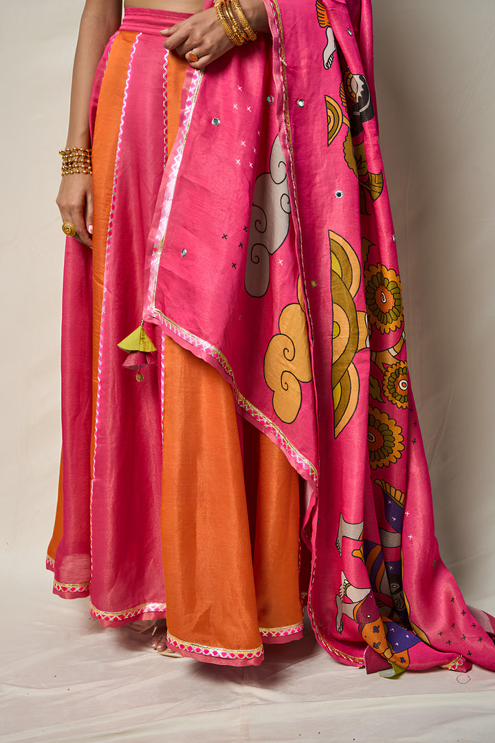 KĀNTARA PINK LEHENGA SET(SET OF 3)| SHOBITAM