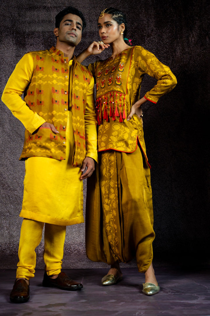 GOVARDHA OLIVE JACKET | SHOBITAM