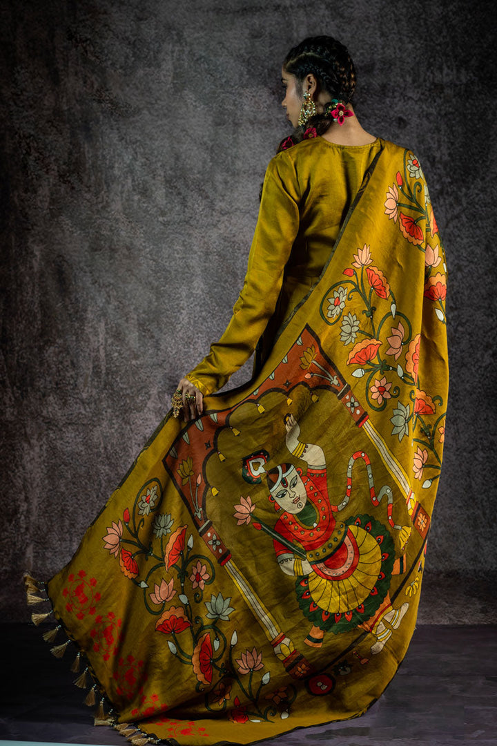 KUNDAN CHHAYA METALLIC OLIVE DUPATTA | SHOBITAM