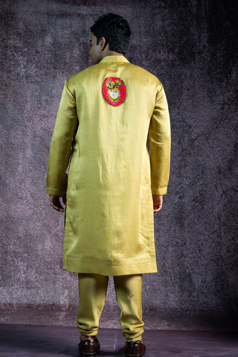PISTA METALLIC SET OF 3 ( KURTA + CHURIDAR + JACKET ) | SHOBITAM