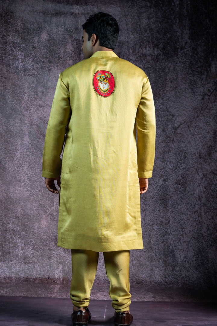 PISTA METALLIC SET OF 3 ( KURTA + CHURIDAR + JACKET ) | SHOBITAM