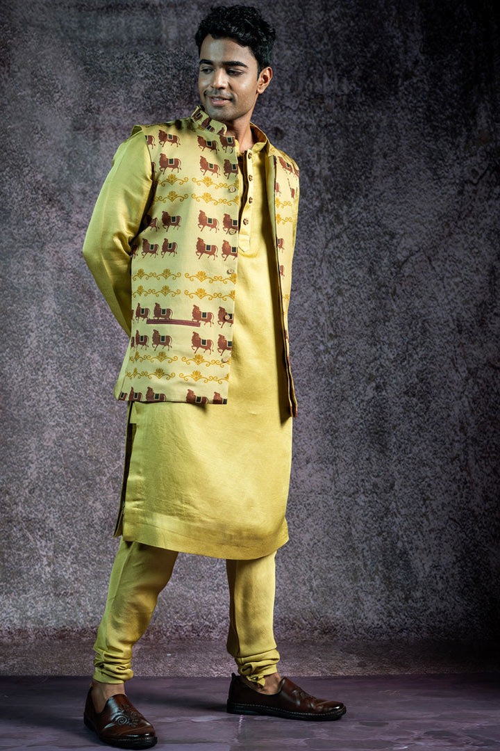 PISTA METALLIC SET OF 3 ( KURTA + CHURIDAR + JACKET ) | SHOBITAM