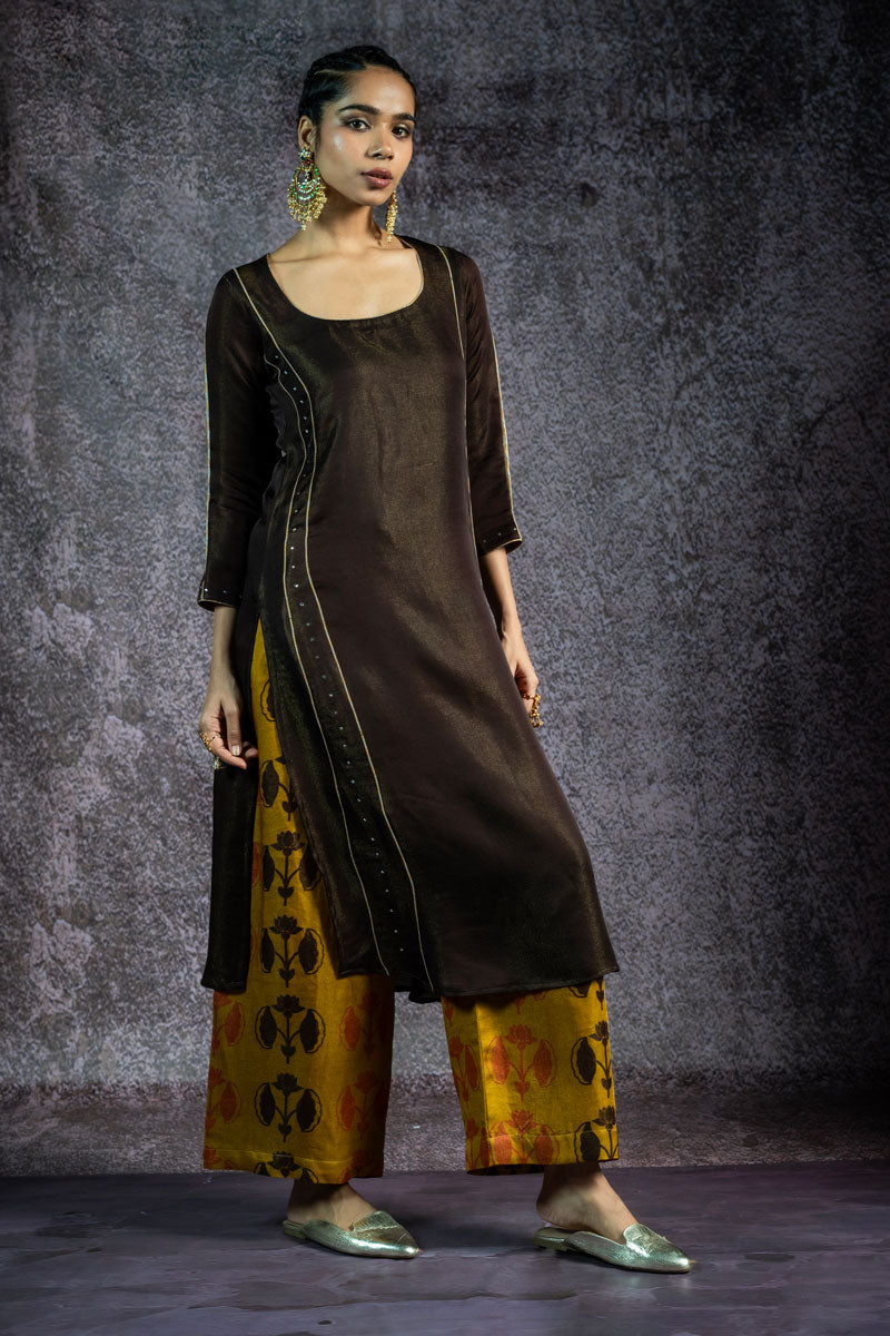 KUNDAN MAATI METALLIC SET OF 2 - KURTA +PALAZZO | SHOBITAM