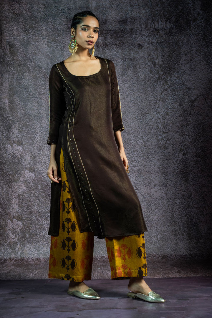 KUNDAN MAATI METALLIC SET OF 2 - KURTA +PALAZZO | SHOBITAM