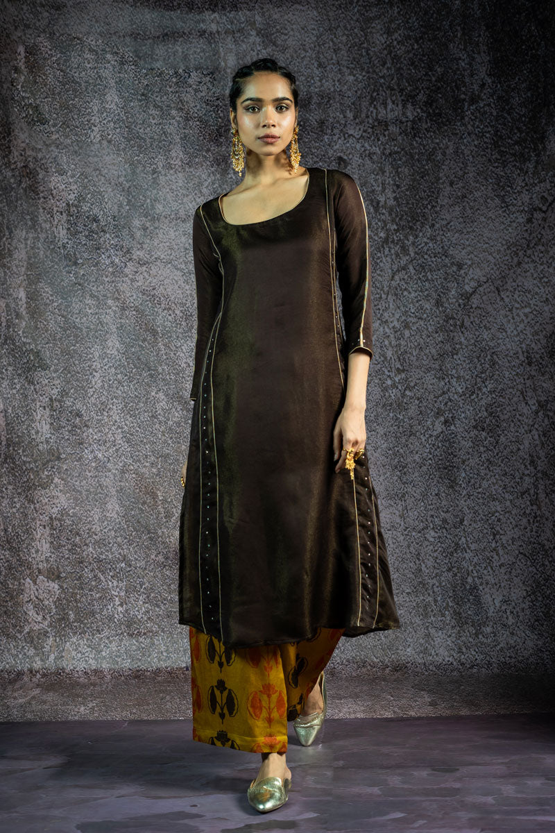 KUNDAN MAATI METALLIC SET OF 3 - KURTA +PALAZZO + DUPATTA | SHOBITAM