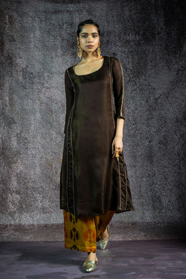 KUNDAN MAATI METALLIC SET OF 3 - KURTA +PALAZZO + DUPATTA | SHOBITAM