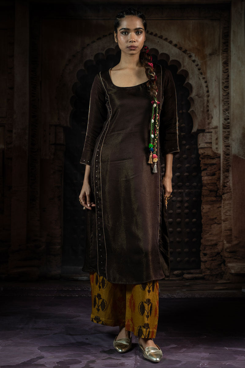 KUNDAN MAATI METALLIC SET OF 2 - KURTA +PALAZZO | SHOBITAM