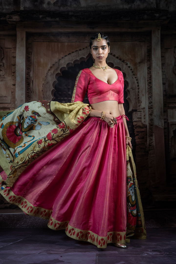 SHRINTAHJI DARBAR CHANDERI PISTA DUPATTA | SHOBITAM