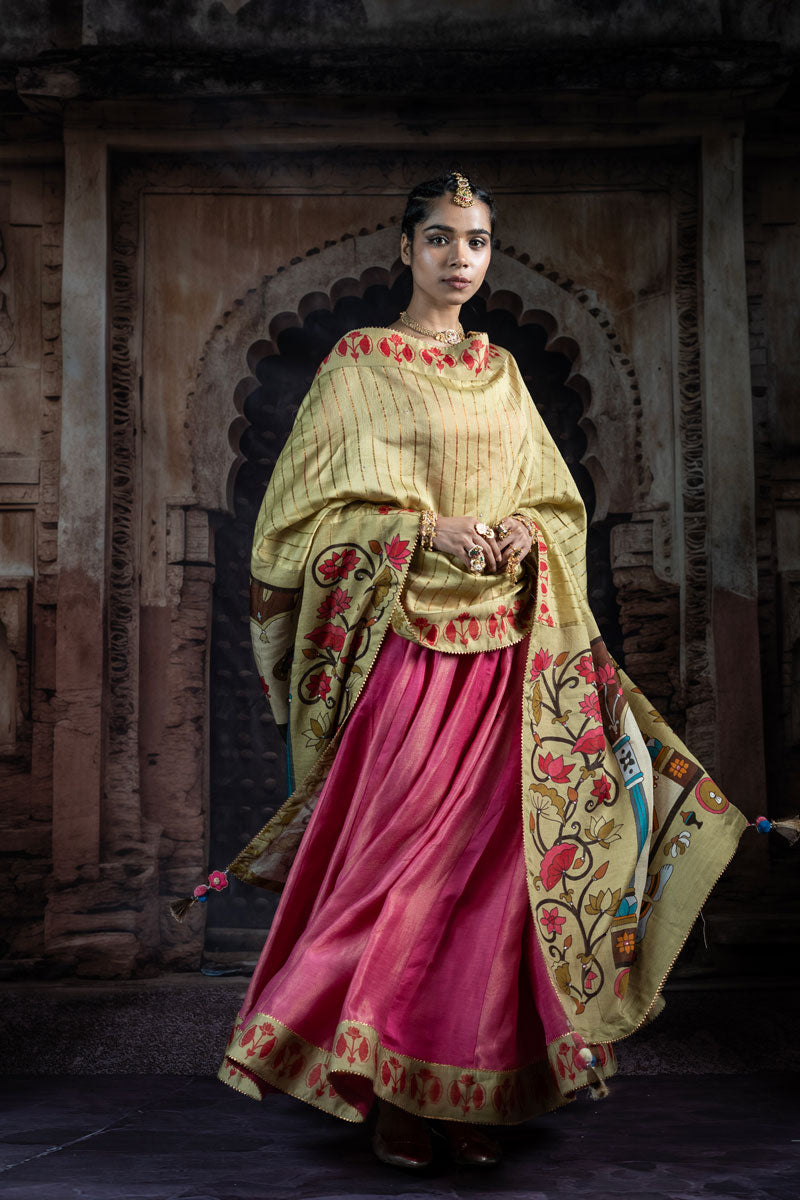 SHRINTAHJI DARBAR CHANDERI PISTA DUPATTA | SHOBITAM