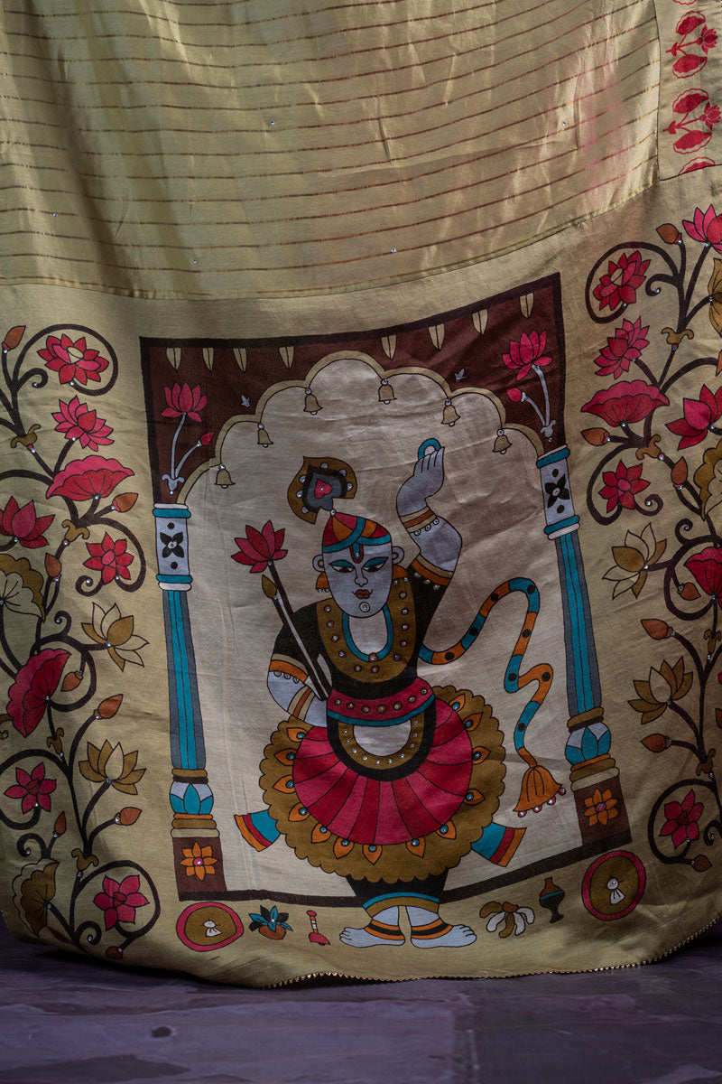 SHRINTAHJI DARBAR CHNADERI GULABI LEHENGA SET ( SET OF 3 )