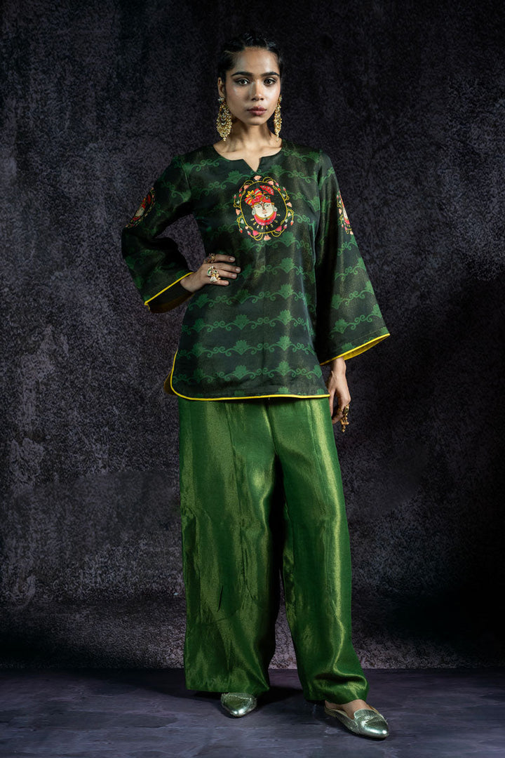 SHRINATHJI ARPAN METALLIC GREEN CO-ORD SET (SET OF 2) |SHOBITAM