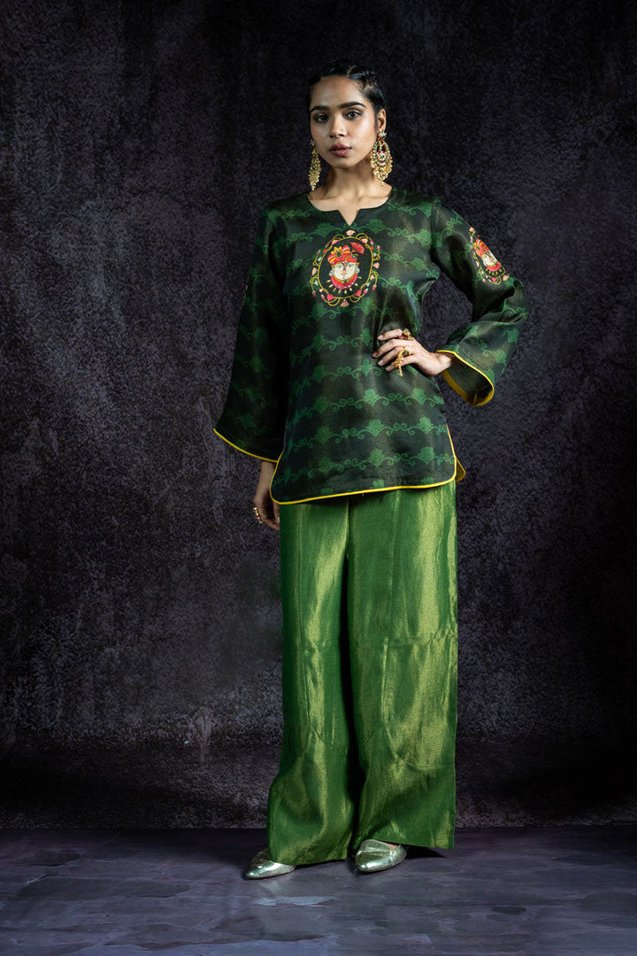 SHRINATHJI ARPAN METALLIC GREEN CO-ORD SET (SET OF 2) |SHOBITAM
