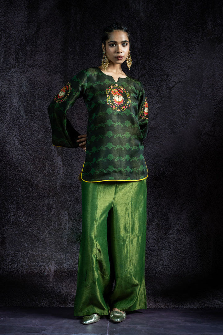 SHRINATHJI ARPAN METALLIC GREEN CO-ORD SET (SET OF 2) |SHOBITAM