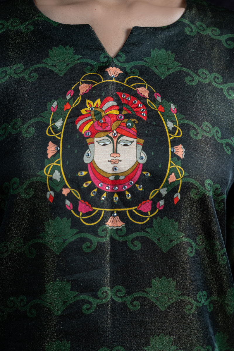 SHRINATHJI ARPAN METALLIC GREEN CO-ORD SET (SET OF 2) |SHOBITAM