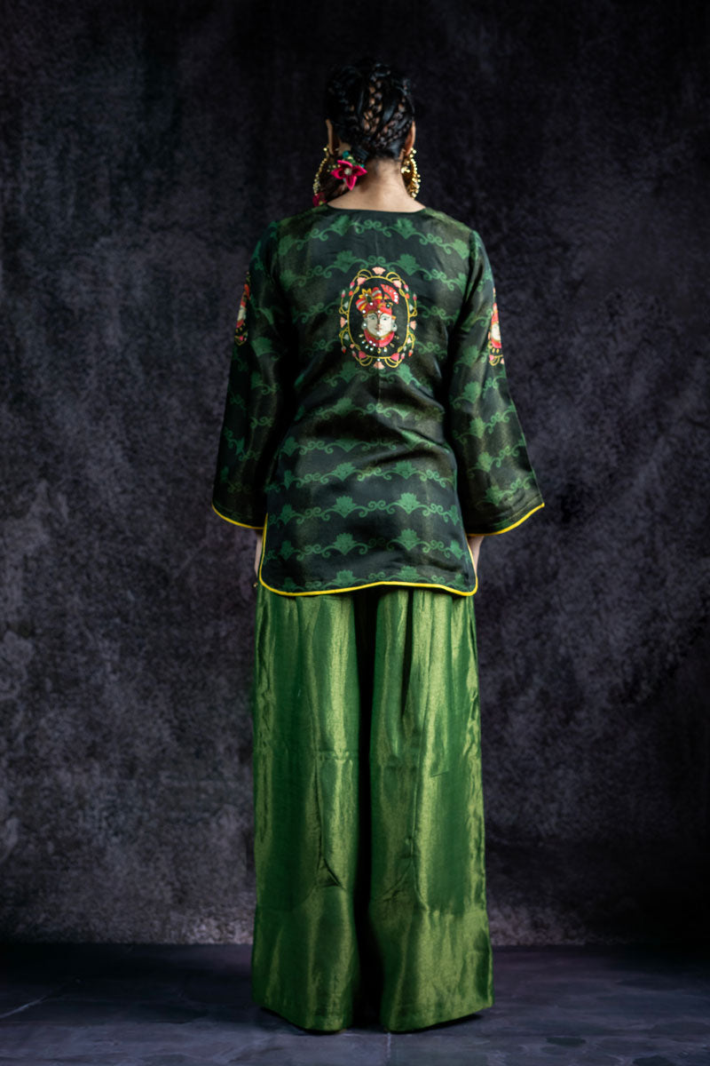 SHRINATHJI ARPAN METALLIC GREEN CO-ORD SET (SET OF 2) |SHOBITAM