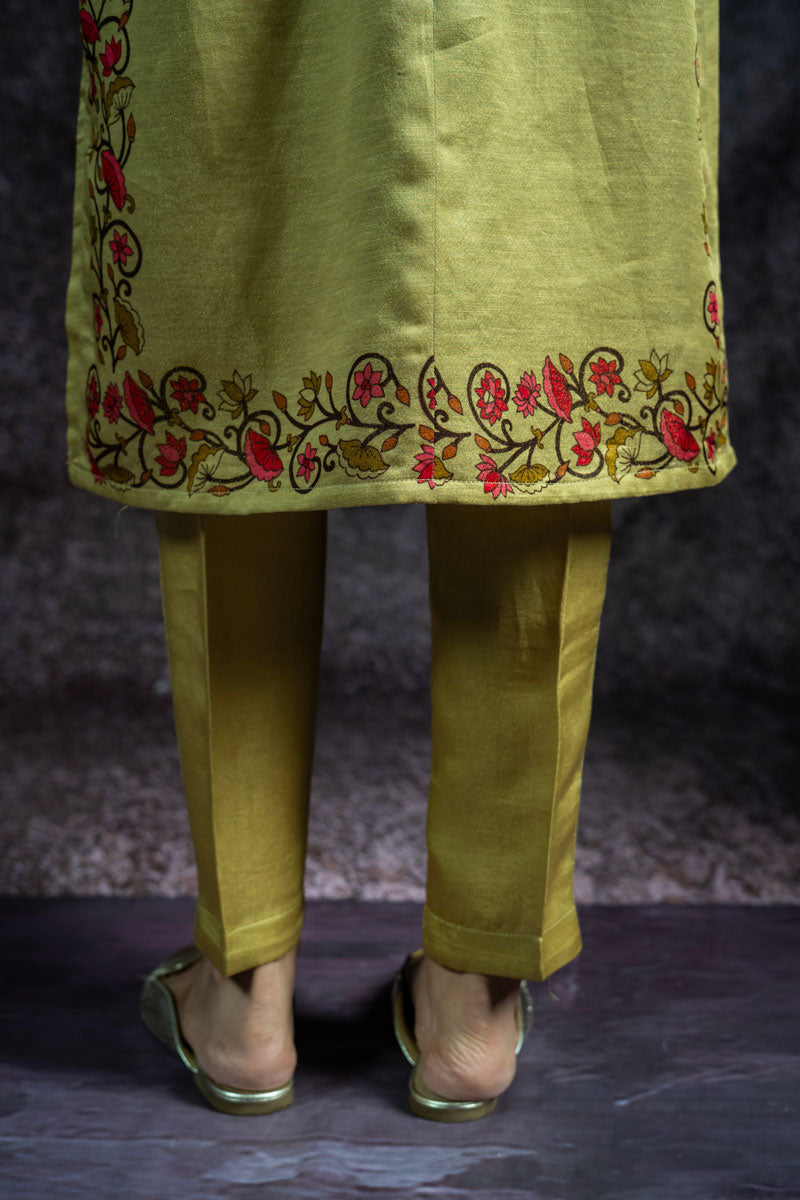 KAMAL LEELA METALLIC PISTA KURTA+PANT (SET OF 2) | SHOBITAM
