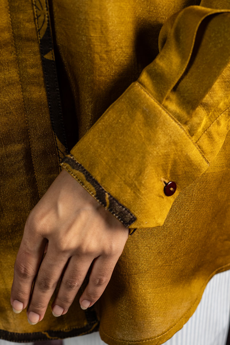 OLIVE METALLIC SHIRT | SHOBITAM