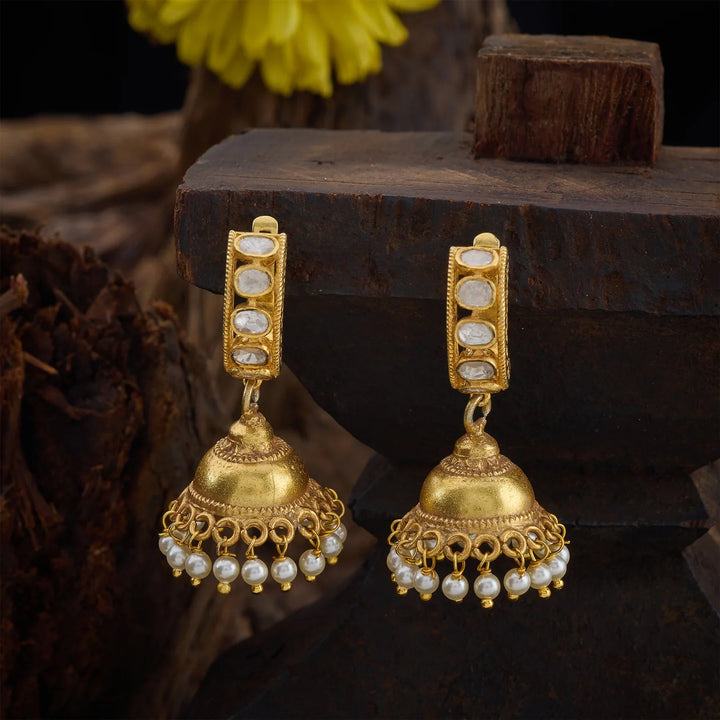 Pure 92.5 Silver,Gold Sparkle Bell Jhumki