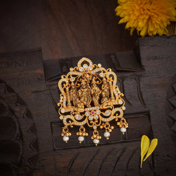 Pure 92.5 Silver, Gold Plated Sitaramya Pendant